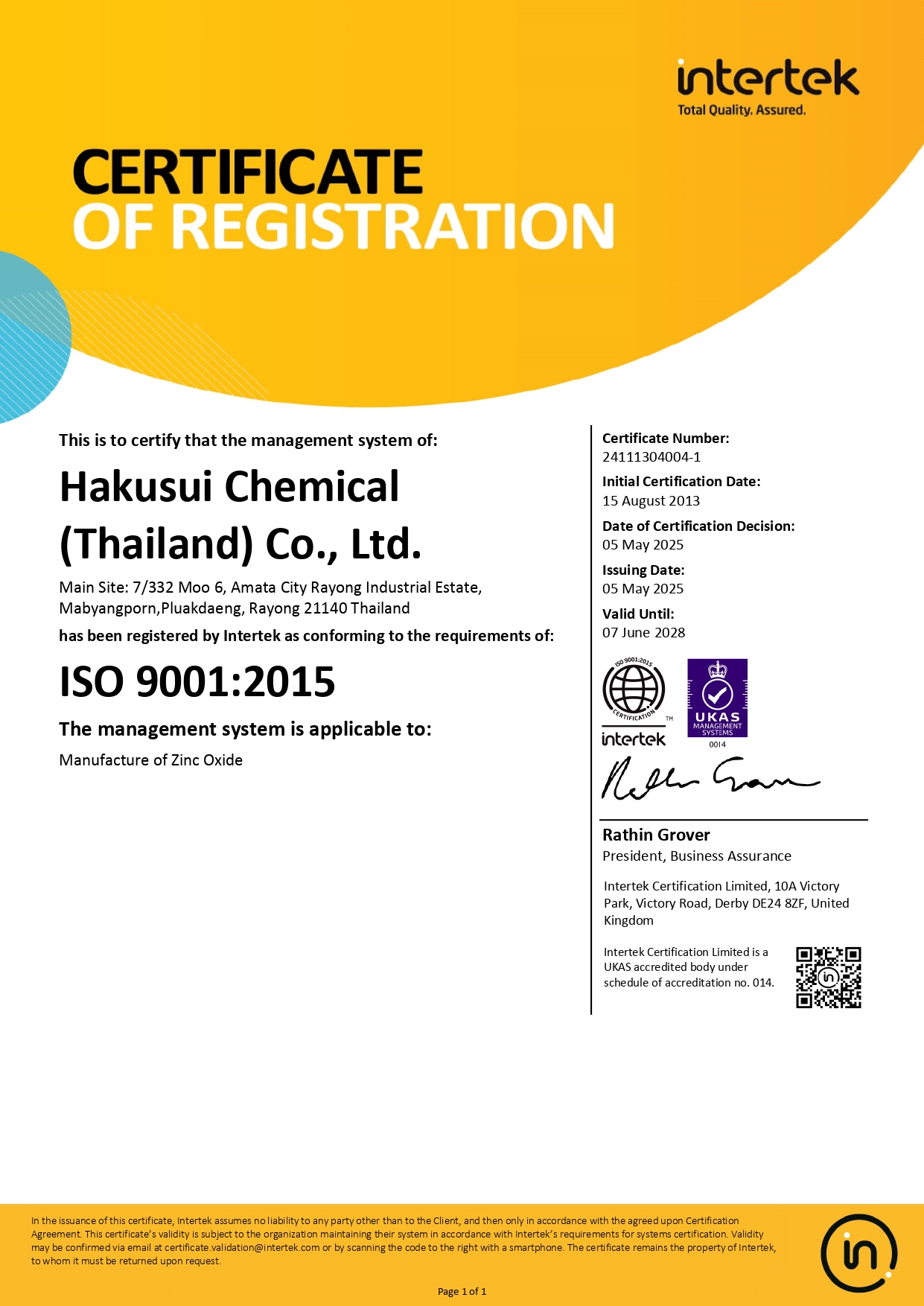 ISO9001- 2015 Certificate-【HAKUSUI CHEMICAL (THAILAND) 】(Eng) 9001_RE2025_page-0001